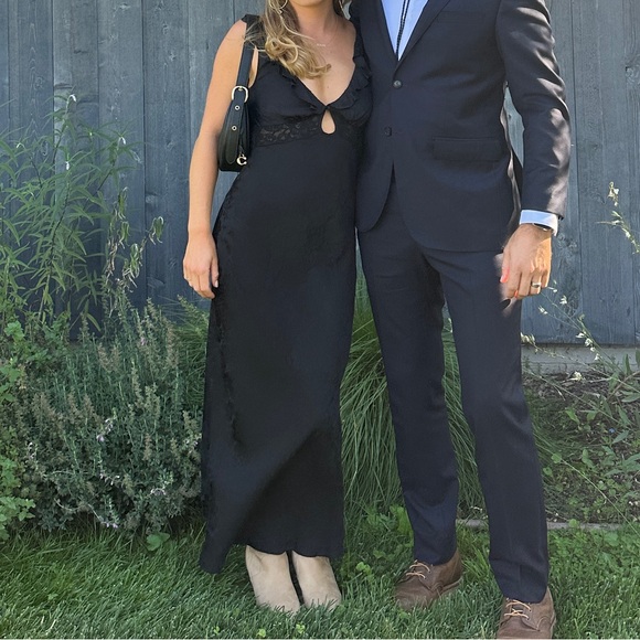 Auguste The Label Aida bias black slip dress with lace front - Picture 10 of 10